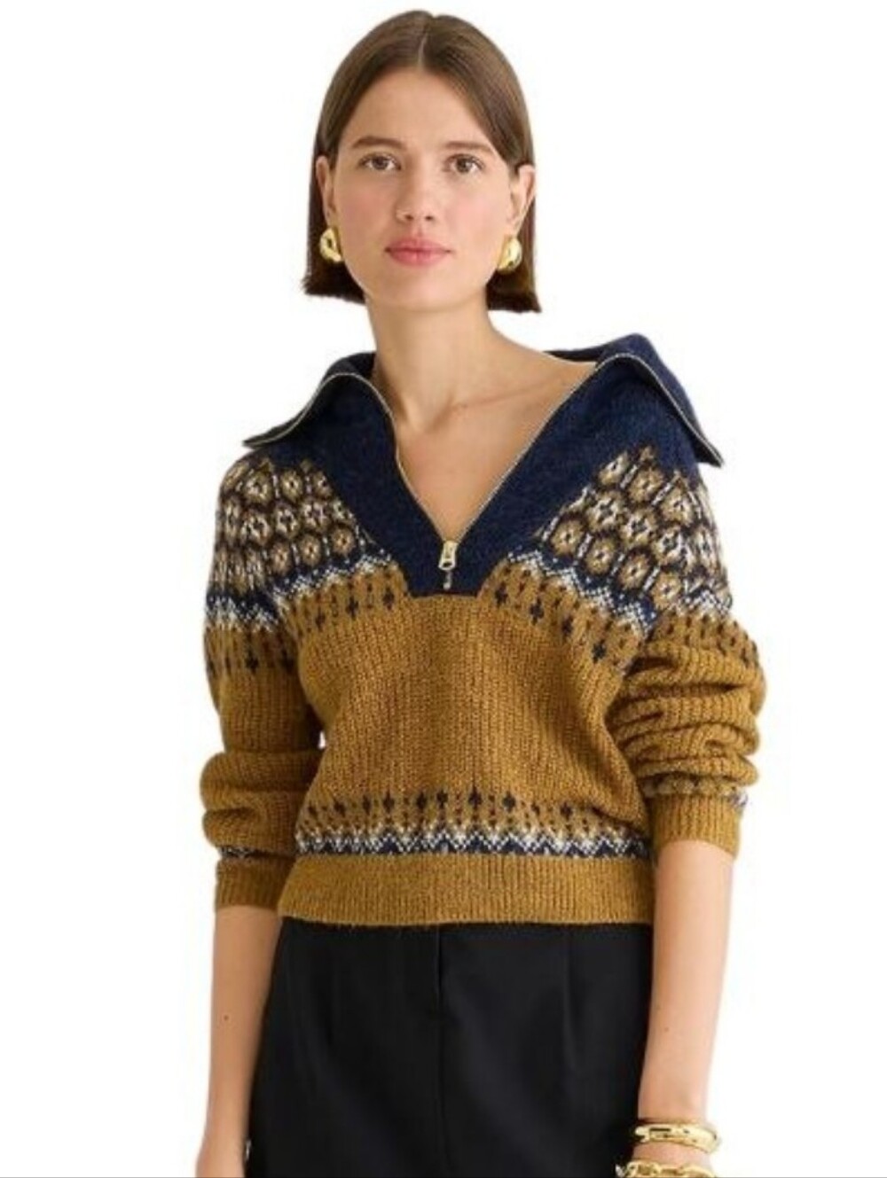 J. Crew Fair Isle Half-Zip Turtleneck Sweater